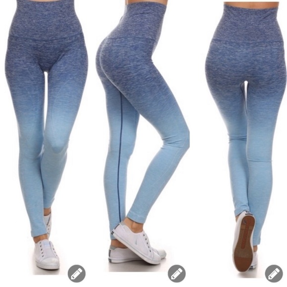 Yelete Blue Ombre Workout Leggings High Rise Size Medium - Picture 9 of 9